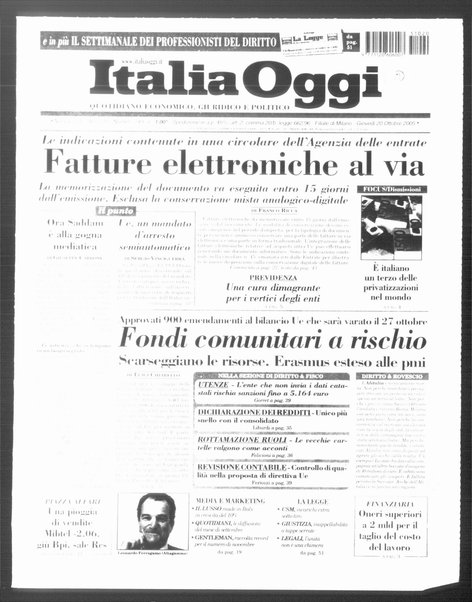 Italia oggi : quotidiano di economia finanza e politica